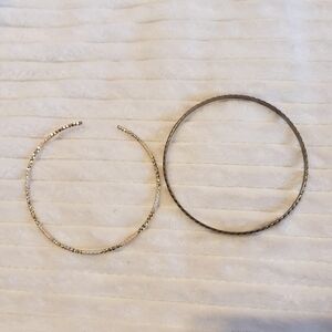 2pk Boho textured thin metal Gold Bracelets/ Bangles